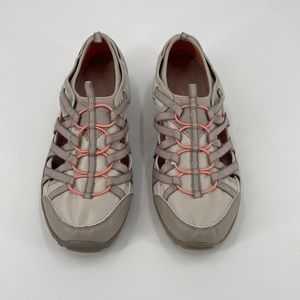 SKECHERS RELAXED FIT AIR COOLED MEMORY FOAM SLIP ON SNEAKERS BEIGE/PINK SIZE 11